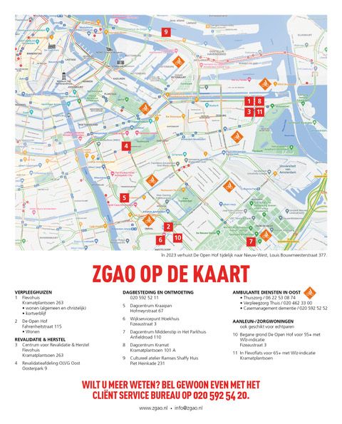 Kaart van locatie en diensten ZGAO (pdf)